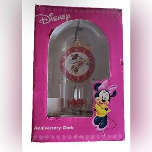 Vintage Disney Mickey & Minnie Anniversary Clock Glass Dome New